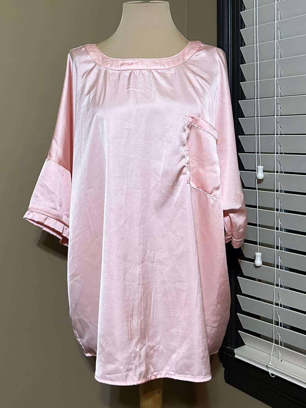 Women's Pink Satin Tunic Top